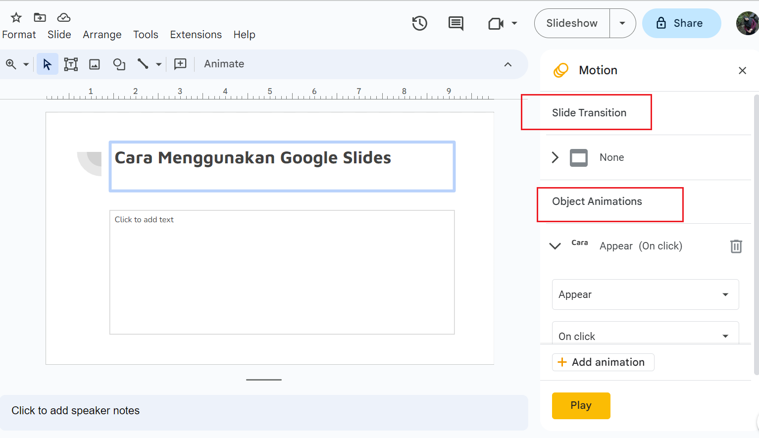 Mengatur Transisi dan Animasi di Google Slides - GAMELAB.ID