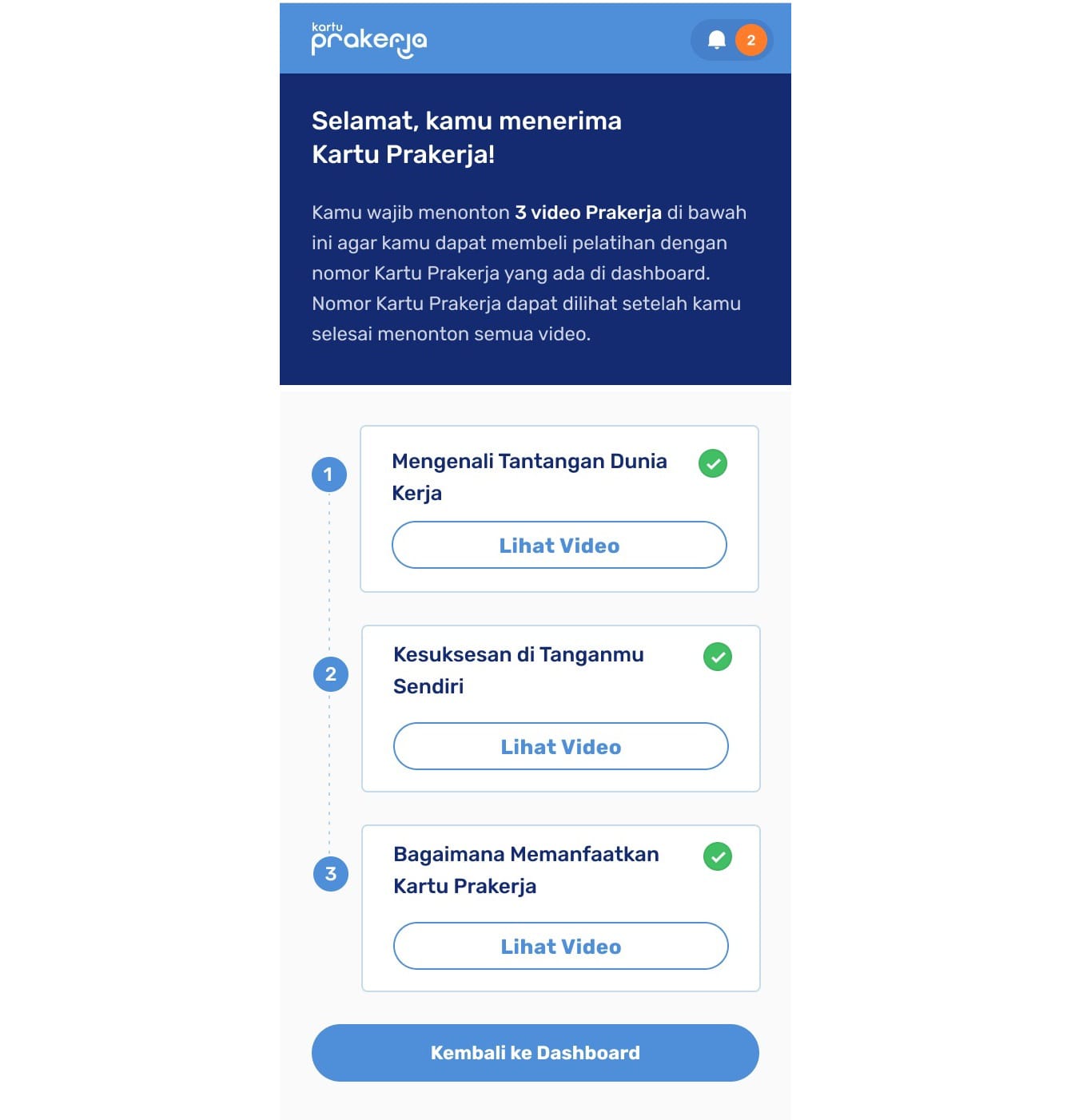 Hasil Seleksi Lolos pada Dashboard Prakerja - GAMELAB.ID