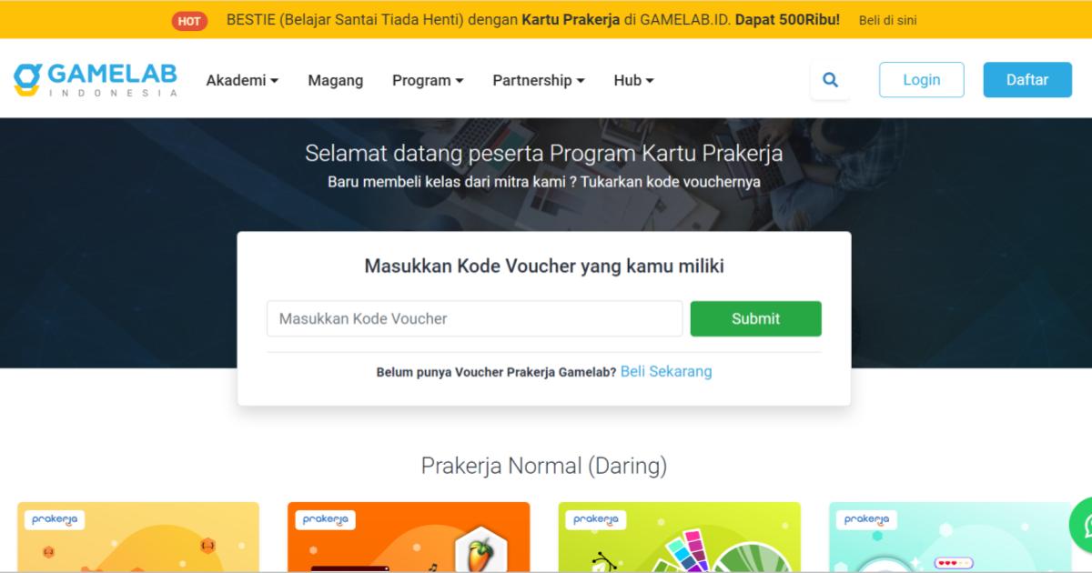 Daftar akun dan Pelatihan Prakerja - GAMELAB.ID (3)