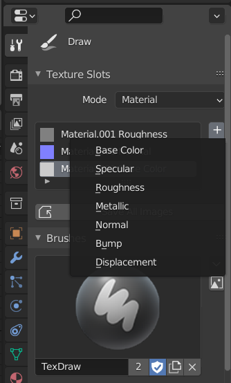 Gambar 4, Panel Active Tool Dalam Mode Texture Paint