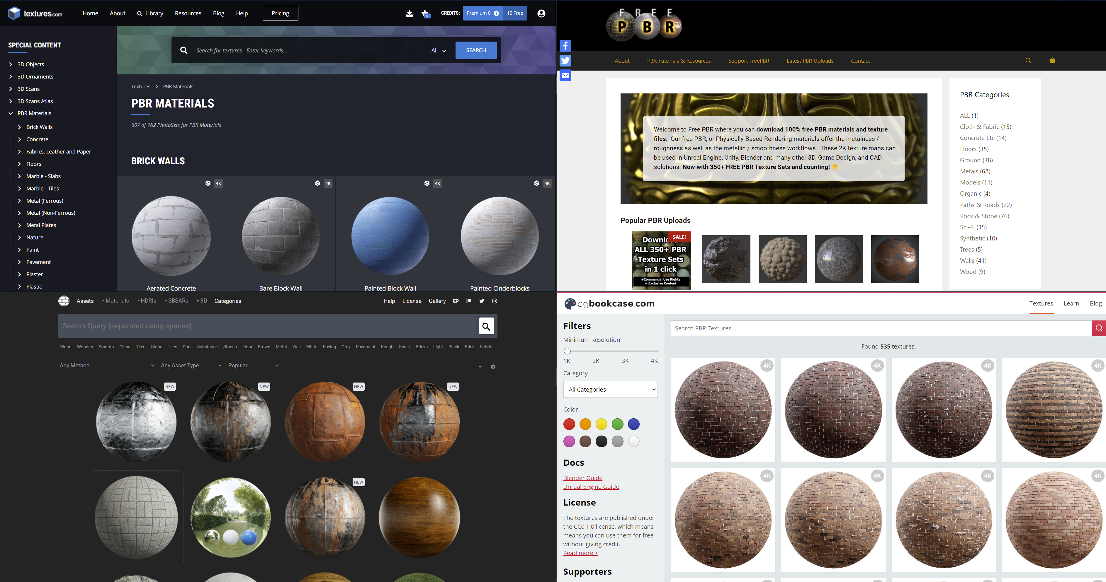 Gambar 1, Website Penyedia Texture PBR