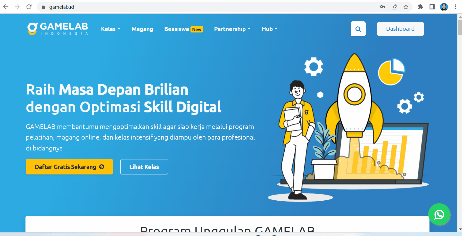 Gambar 9: Fitur kelas Website Gamelab (Sumber: Gamelab.id)