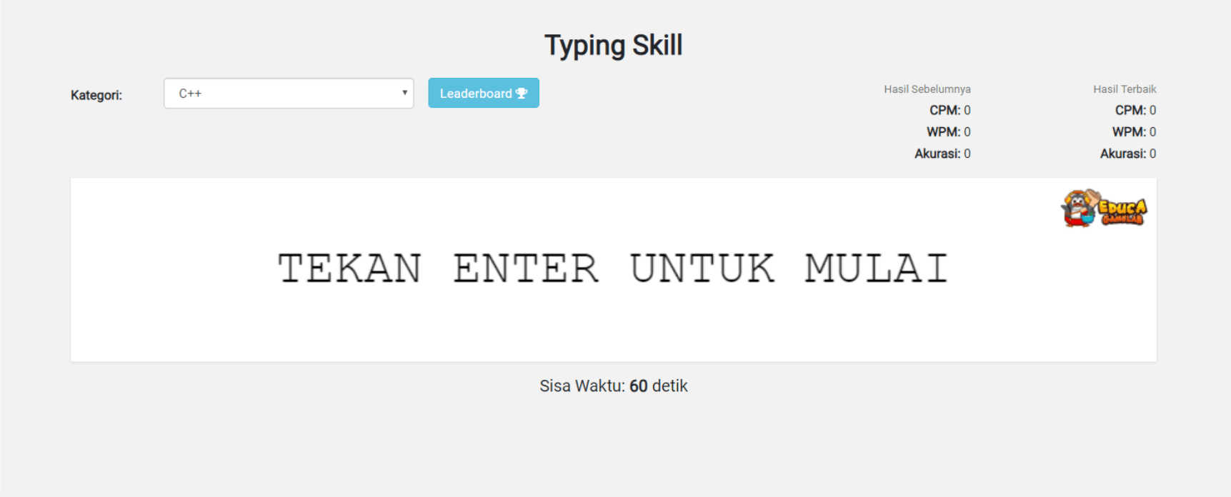 Gambar : Typing Skill sangat mudah digunakan