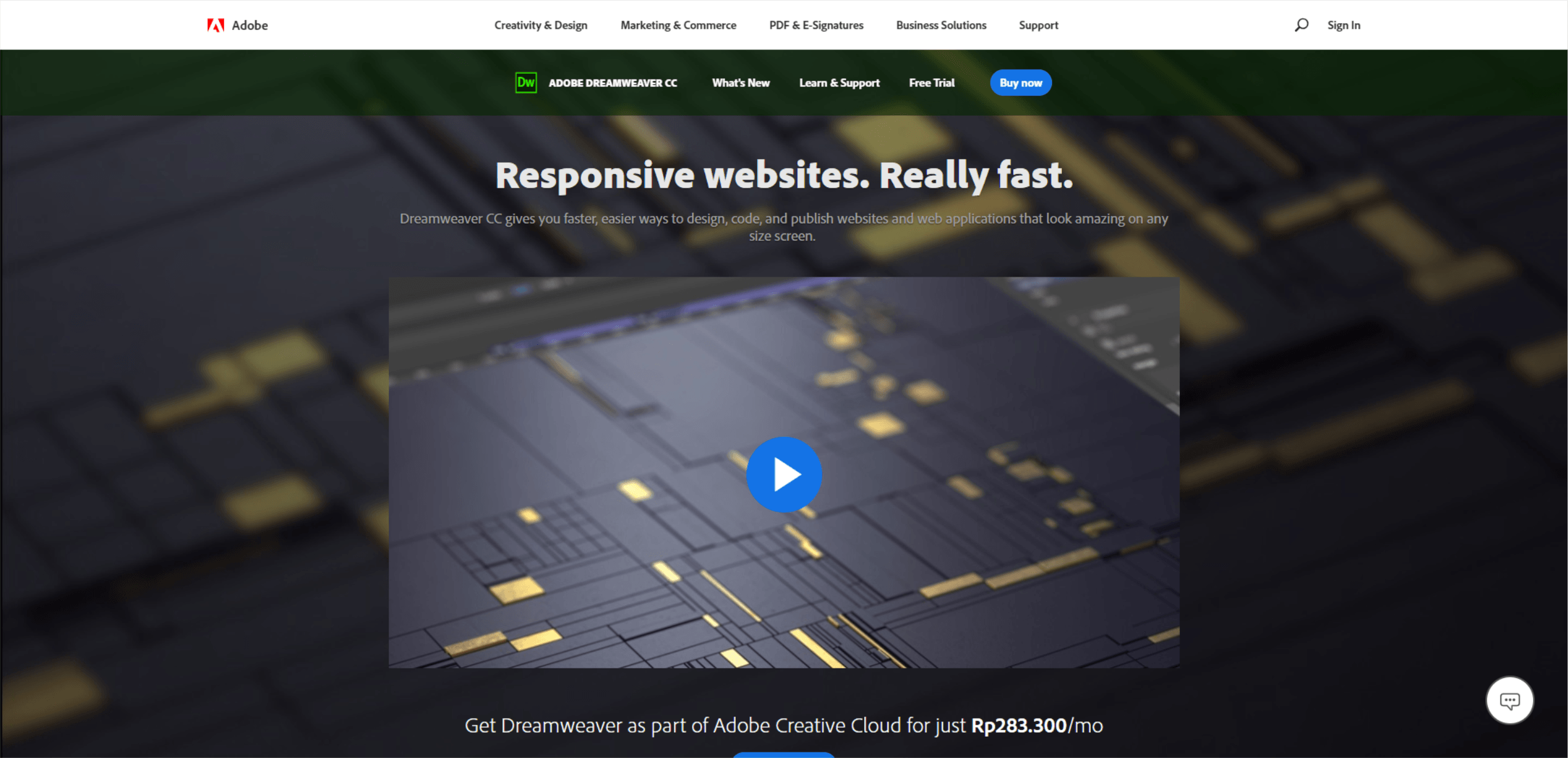 Home page Adobe Dreamweaver