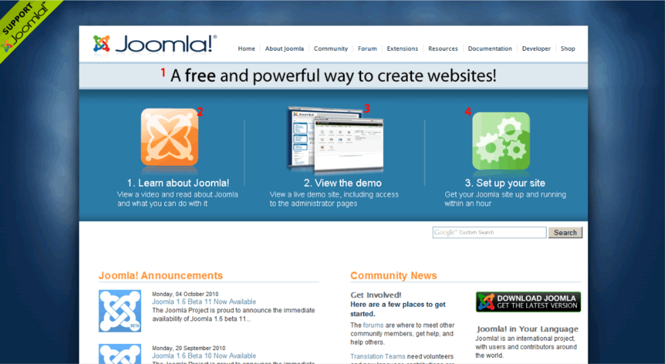 Home page Joomla