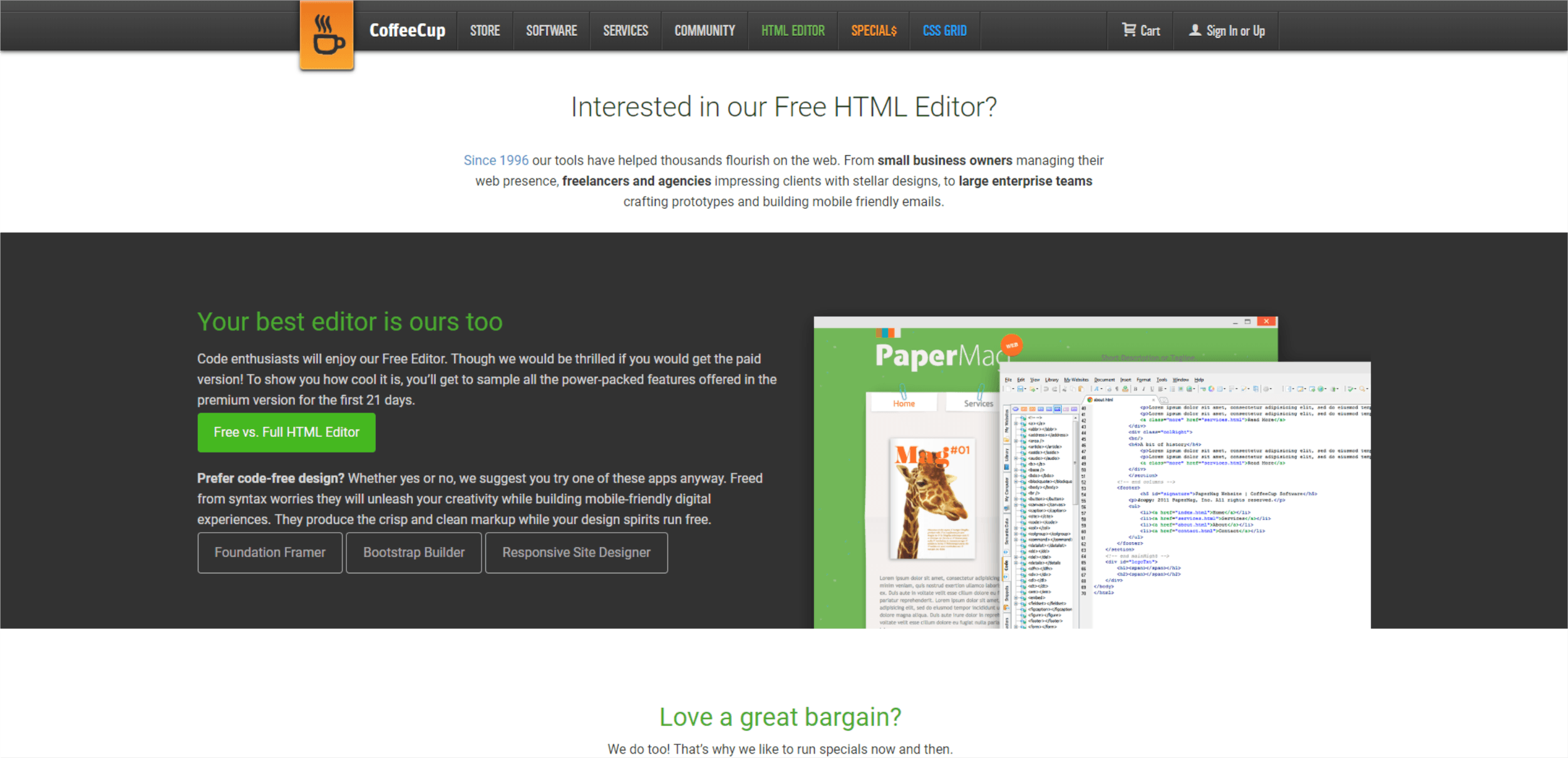 Home page CoffeeCup Free HTML Editor