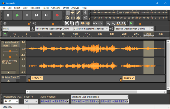 Tampilan Audacity