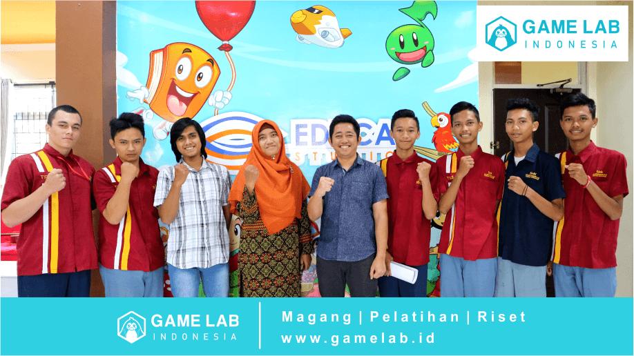 Tim Game Lab bersama dengan peserta magang dari SMK Telekomunikasi Tunas Harapan