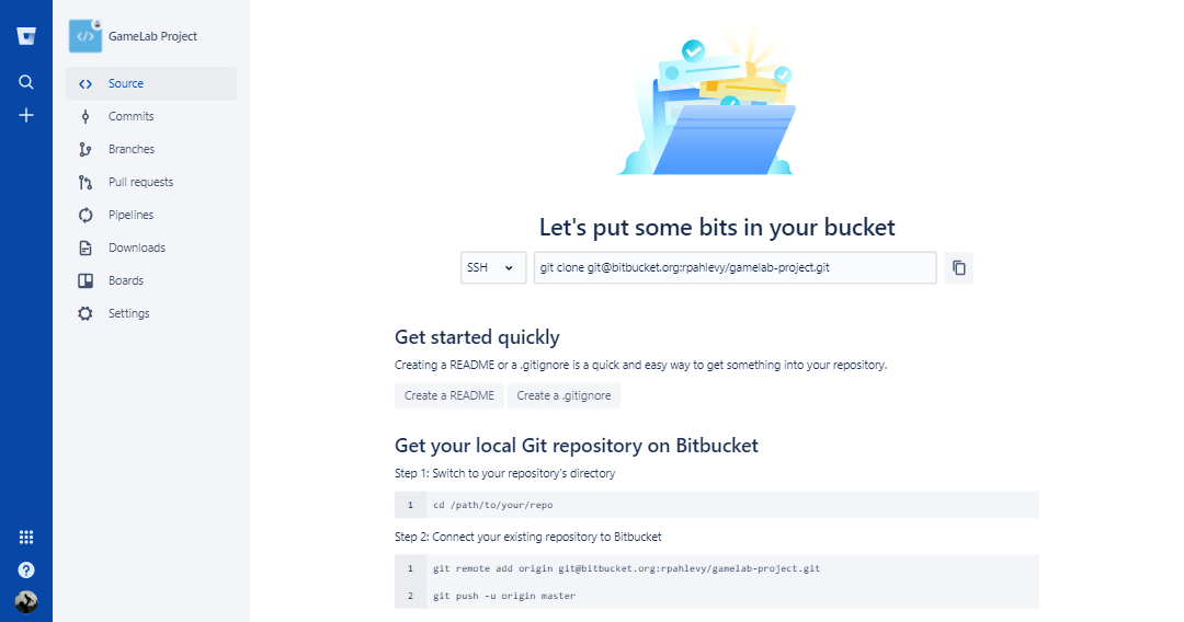 Bitbucket как залить проект в репозиторий