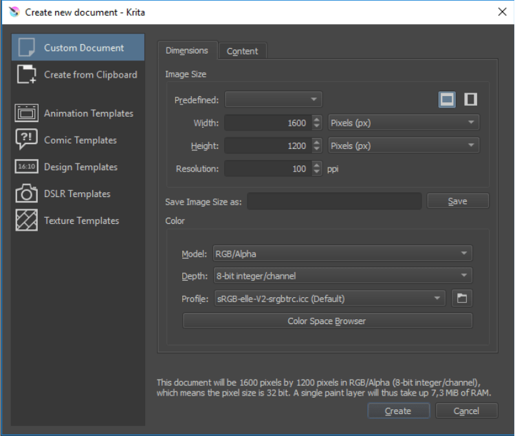 Gambar : Template di Krita