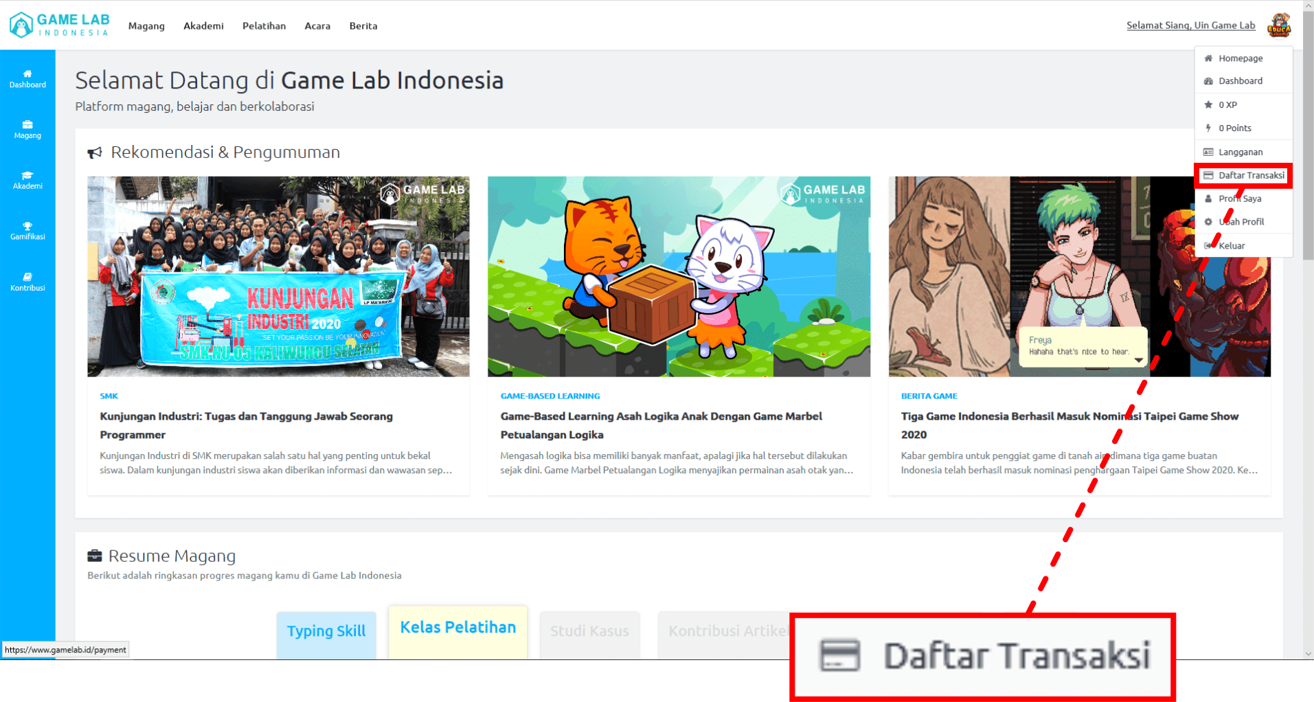 Gambar: Pilih Daftar Transaksi