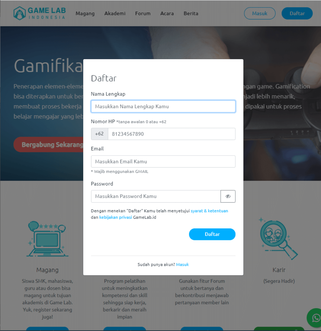 Gambar : Registrasi Akun