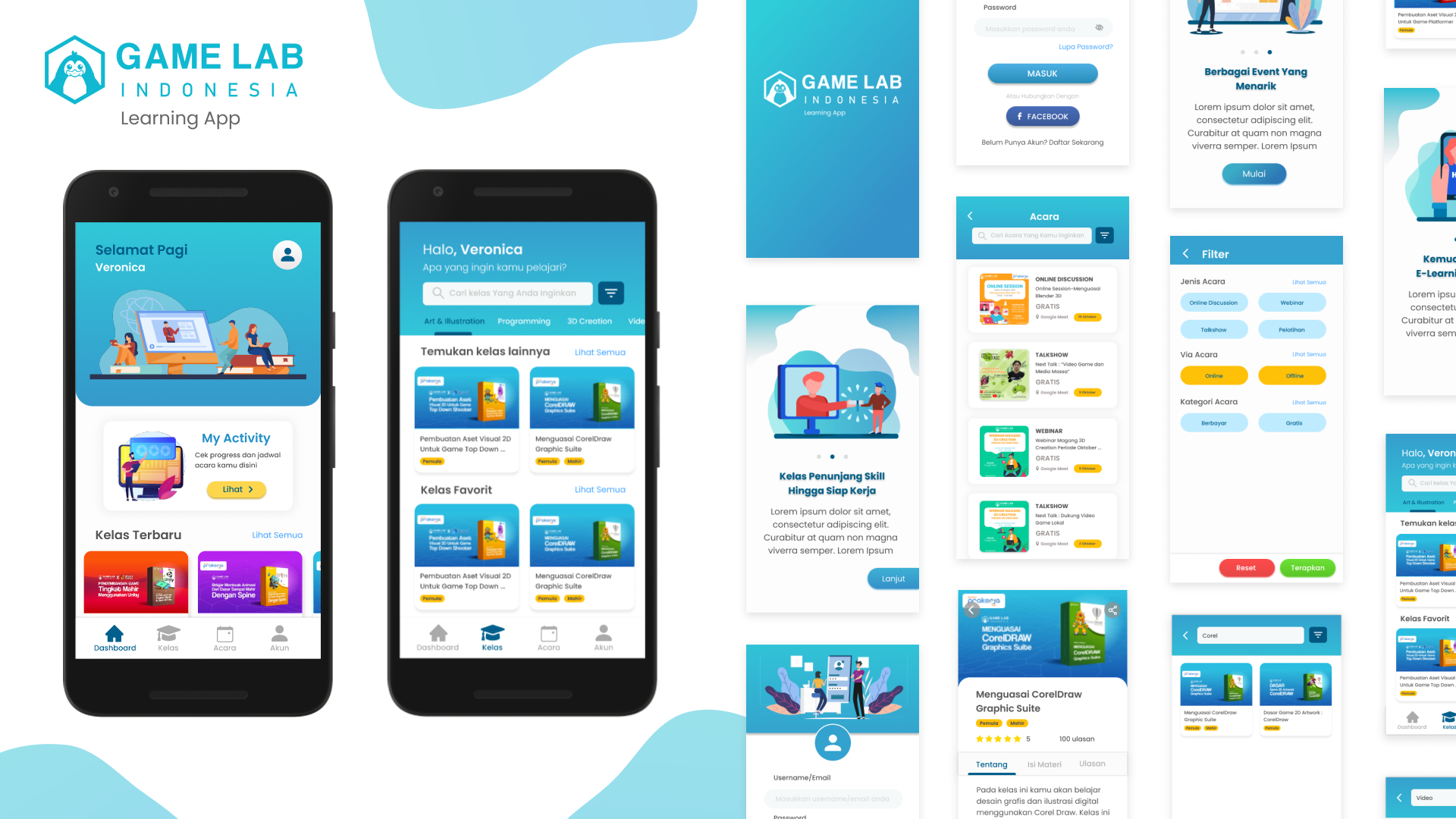 Project desain learning app yang dikerjakan Nela selama magang di Gamelab Indonesia