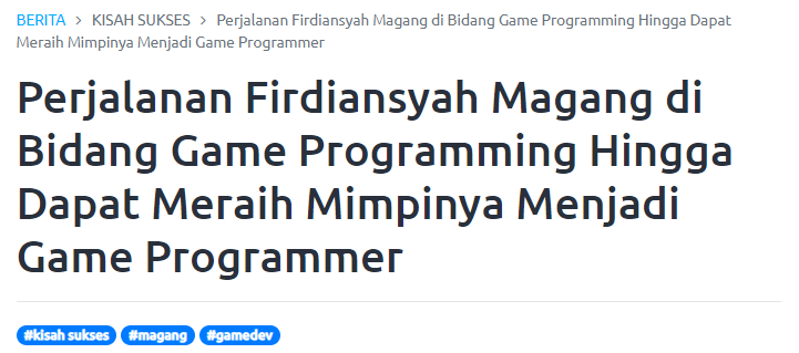 Salah satu artikel success story yang ku tulis