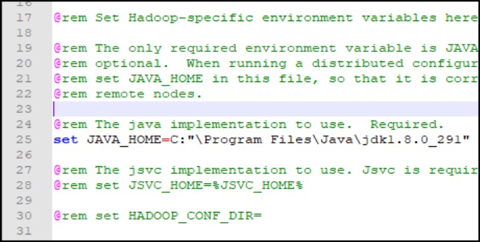 Konfigurasi File hadoop-env.cmd
