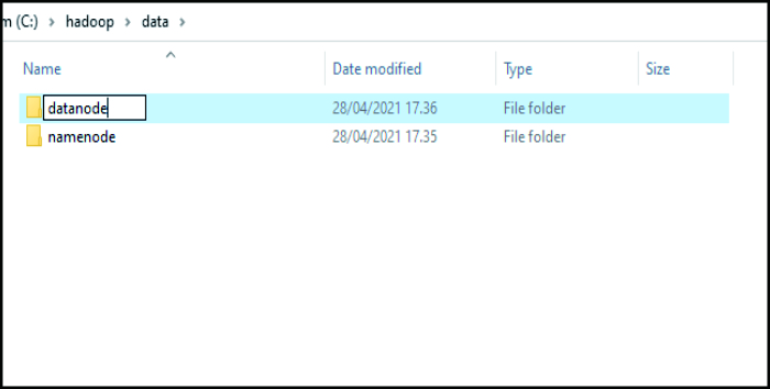 Folder Datanode dan Namenode Berada Didalam Folder Data