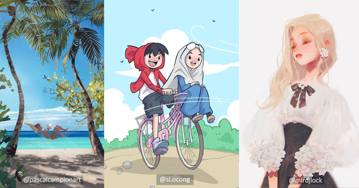 contoh berbagai style dalam ilustrasi, sumber instagram : @pascalcampionart, @si.ocong, @mlrdjlock