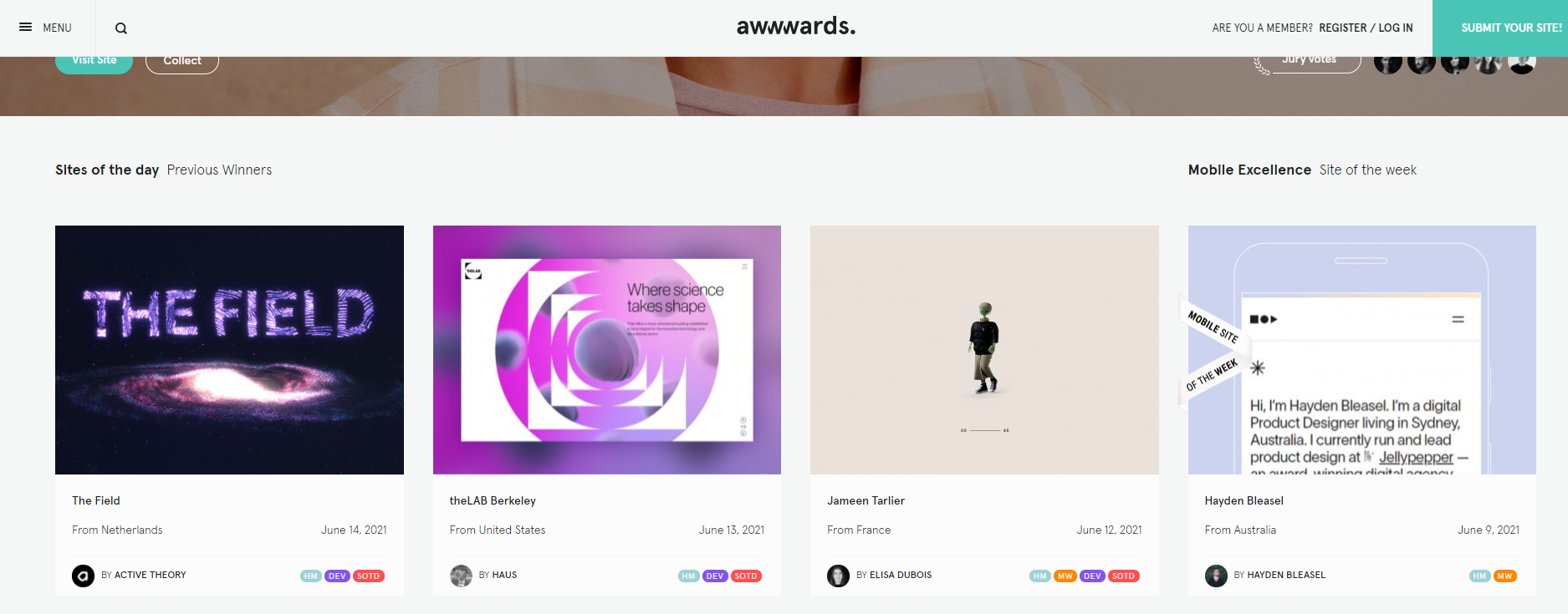 Wesite awwwards.