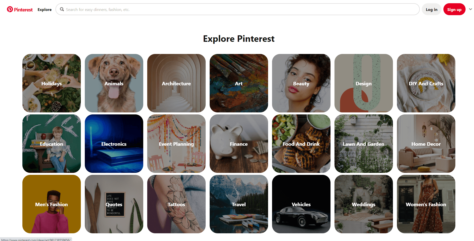 Screenshot Pinterest