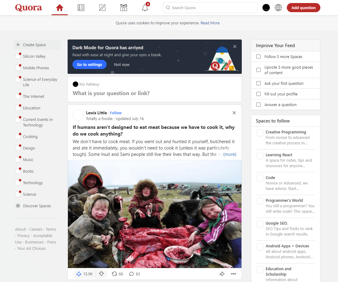 Screenshot Quora