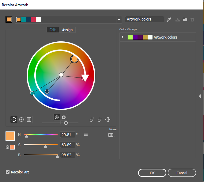 Putar color wheel untuk mengganti warna