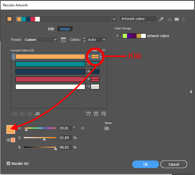 Pilih warna yang akan diganti