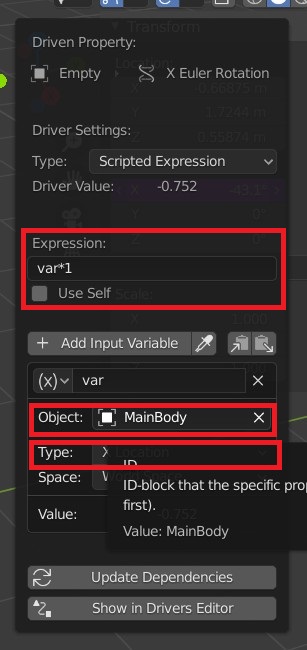 Edit Property Drivers