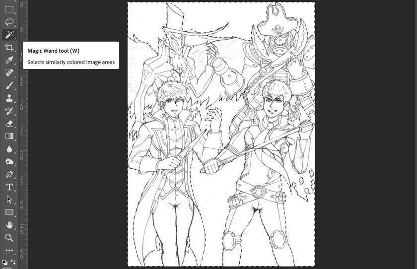 Seleksi Area dengan Magic Wand tool