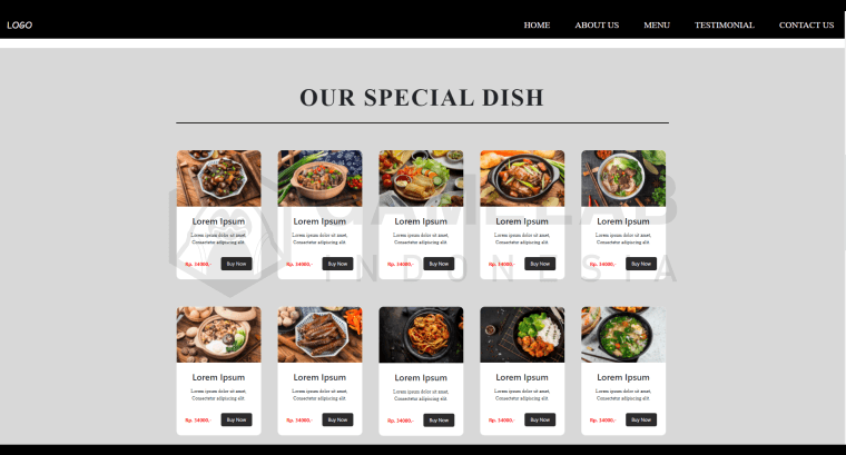 Landing Page - Food adalah hasil karya saya selama magang